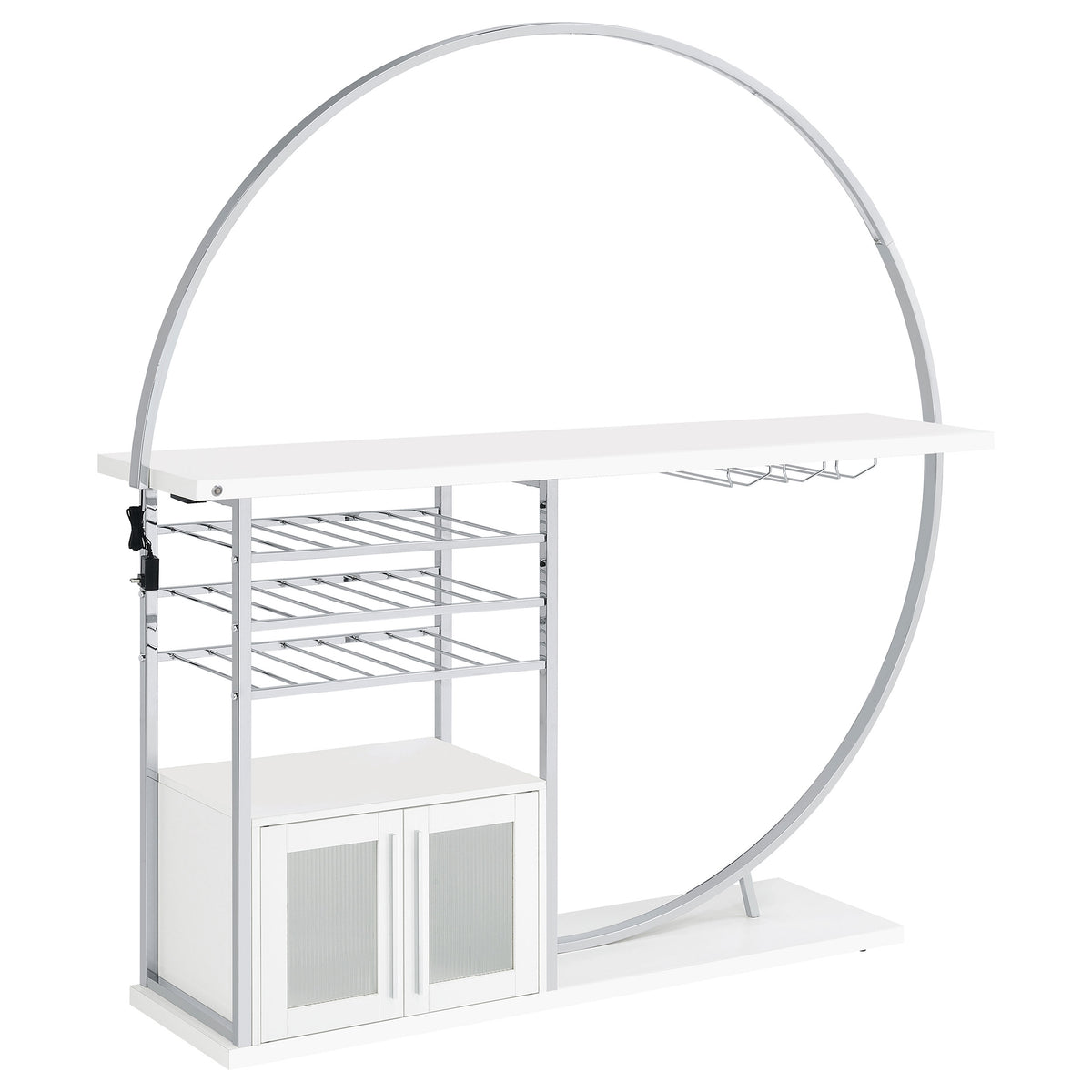 Tampa Furniture Outlet - Coaster - Risley 2-door Circular LED Wine Cabinet White High Gloss - 182798