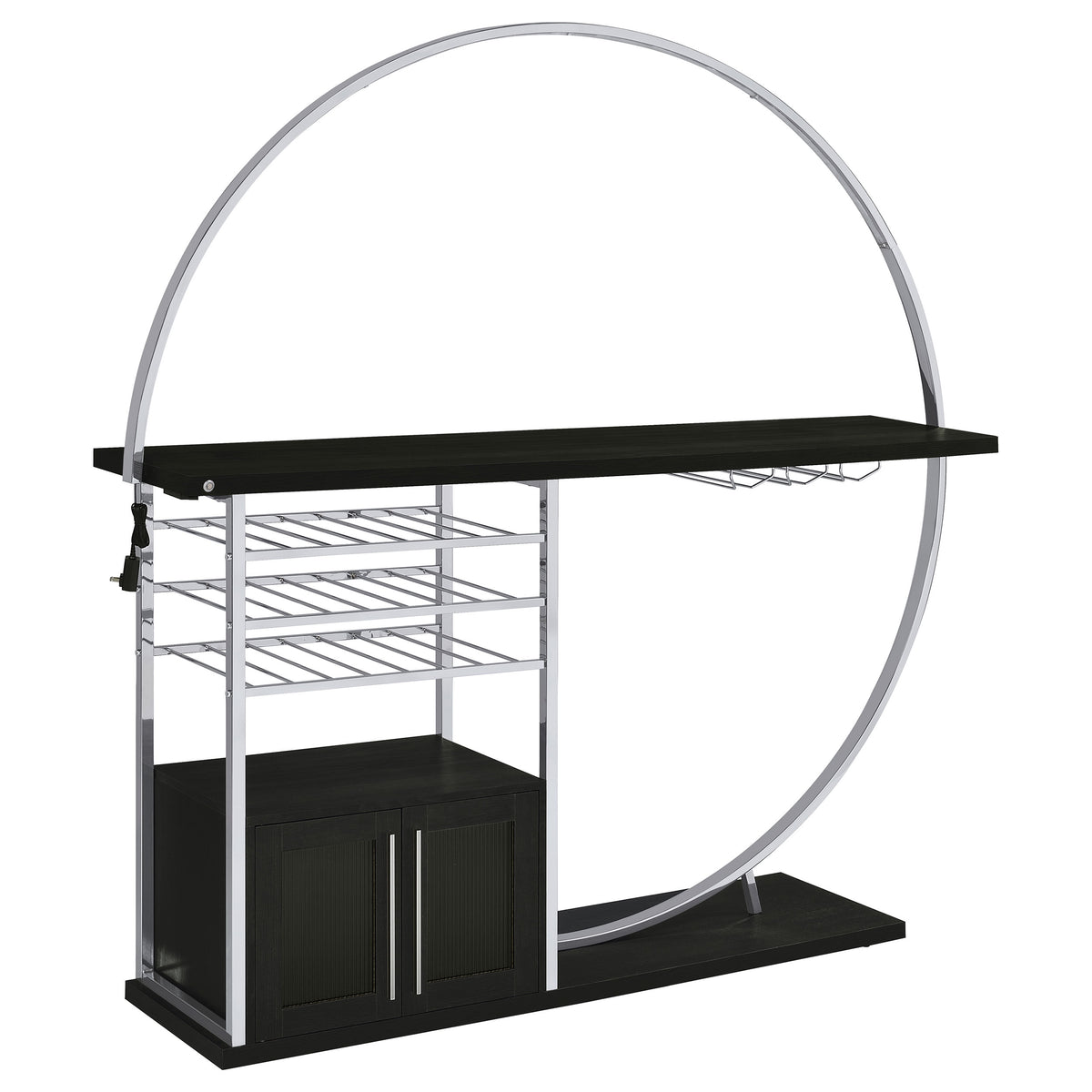 Tampa Furniture Outlet - Coaster - Risley 2-door Circular LED Wine Cabinet Dark Charcoal - 182799
