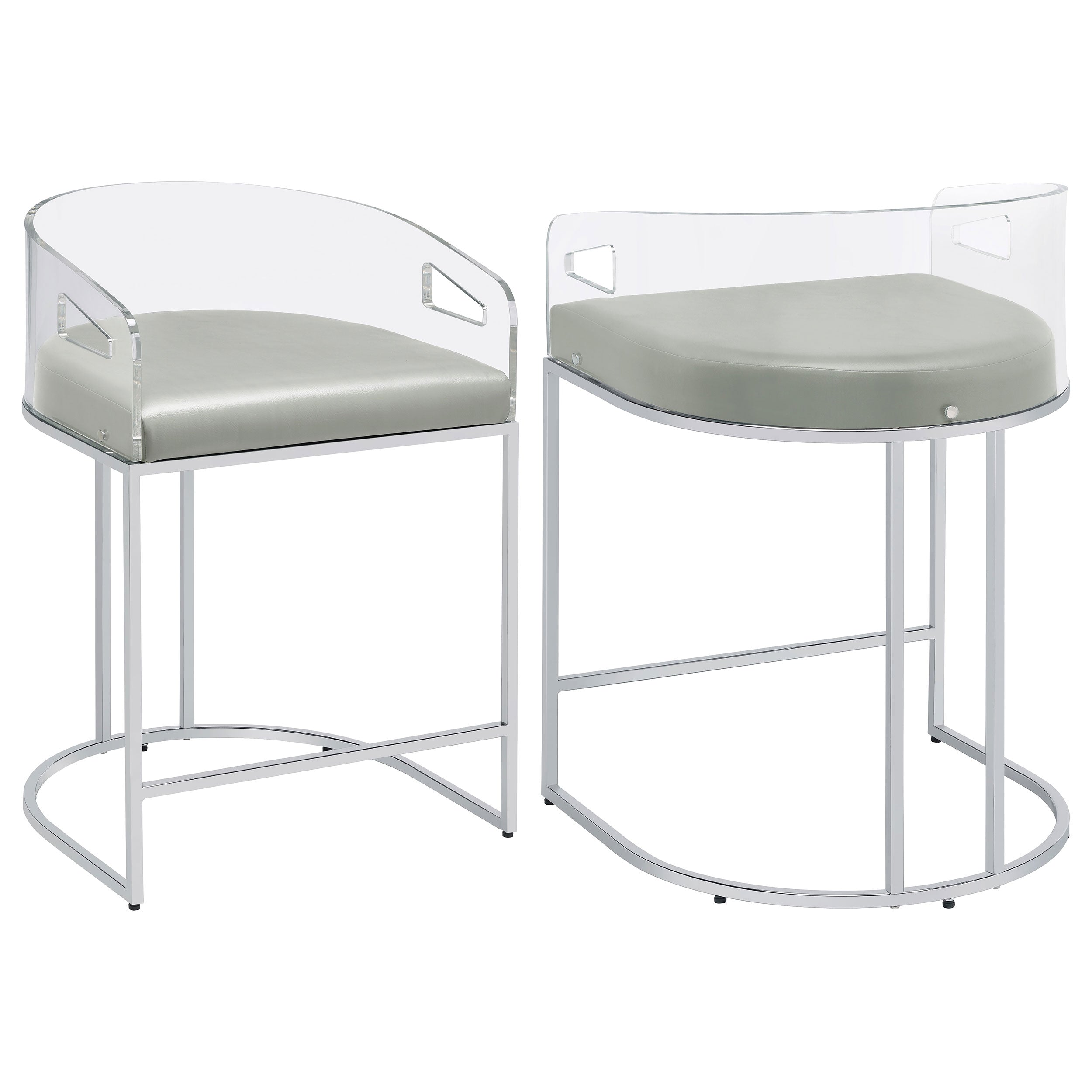 Tampa Furniture Outlet - Coaster - Thermosolis Clear Acrylic Counter Chair Chrome (Set of 2) - 183405