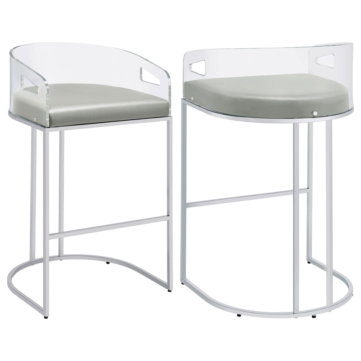 Tampa Furniture Outlet - Coaster - Thermosolis Clear Acrylic Bar Chair Chrome (Set of 2) - 183406