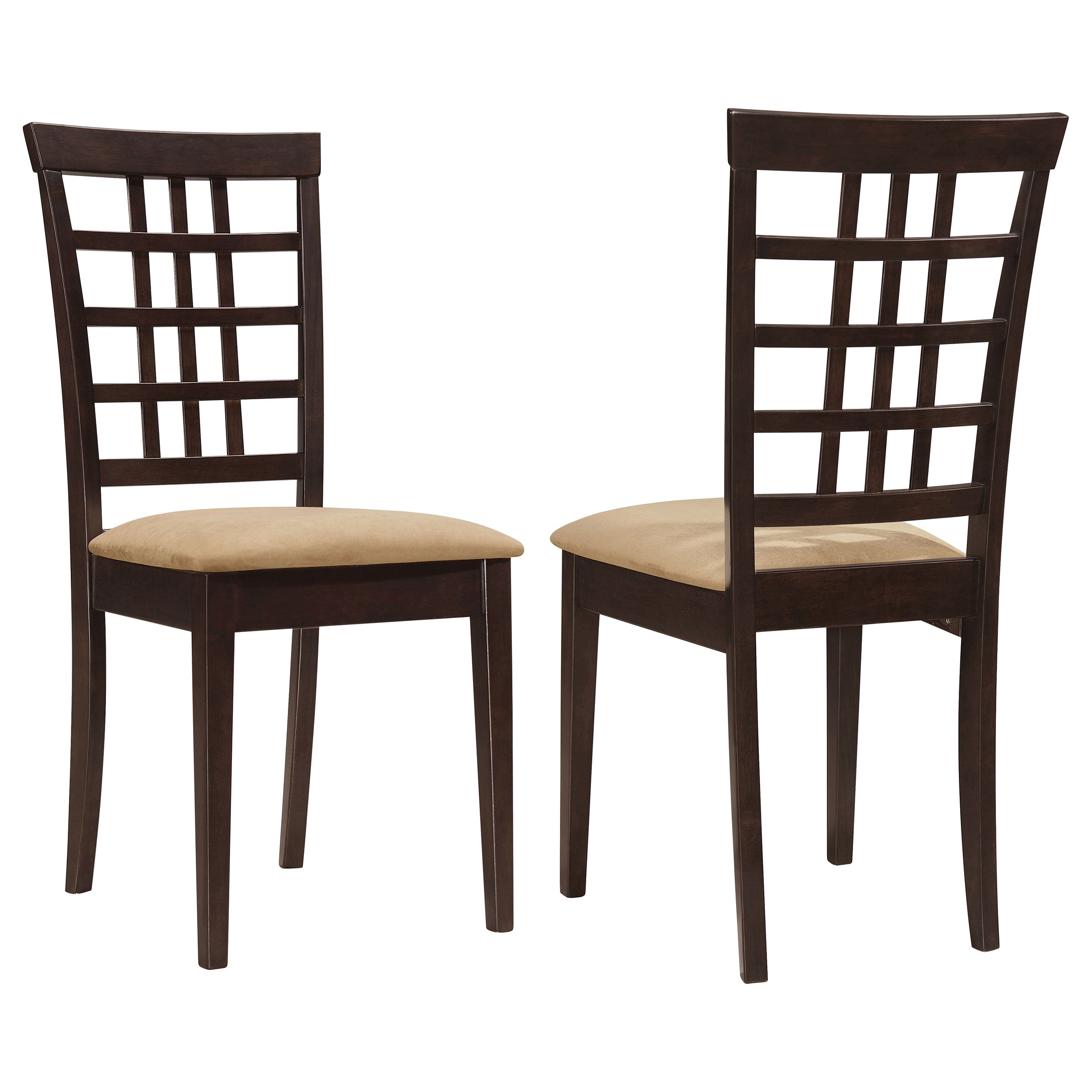 Tampa Furniture Outlet - Coaster - Kelso Lattice Back Dining Side Chair Cappuccino (Set of 2) - 190822