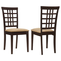 Tampa Furniture Outlet - Coaster - Kelso Lattice Back Dining Side Chair Cappuccino (Set of 2) - 190822