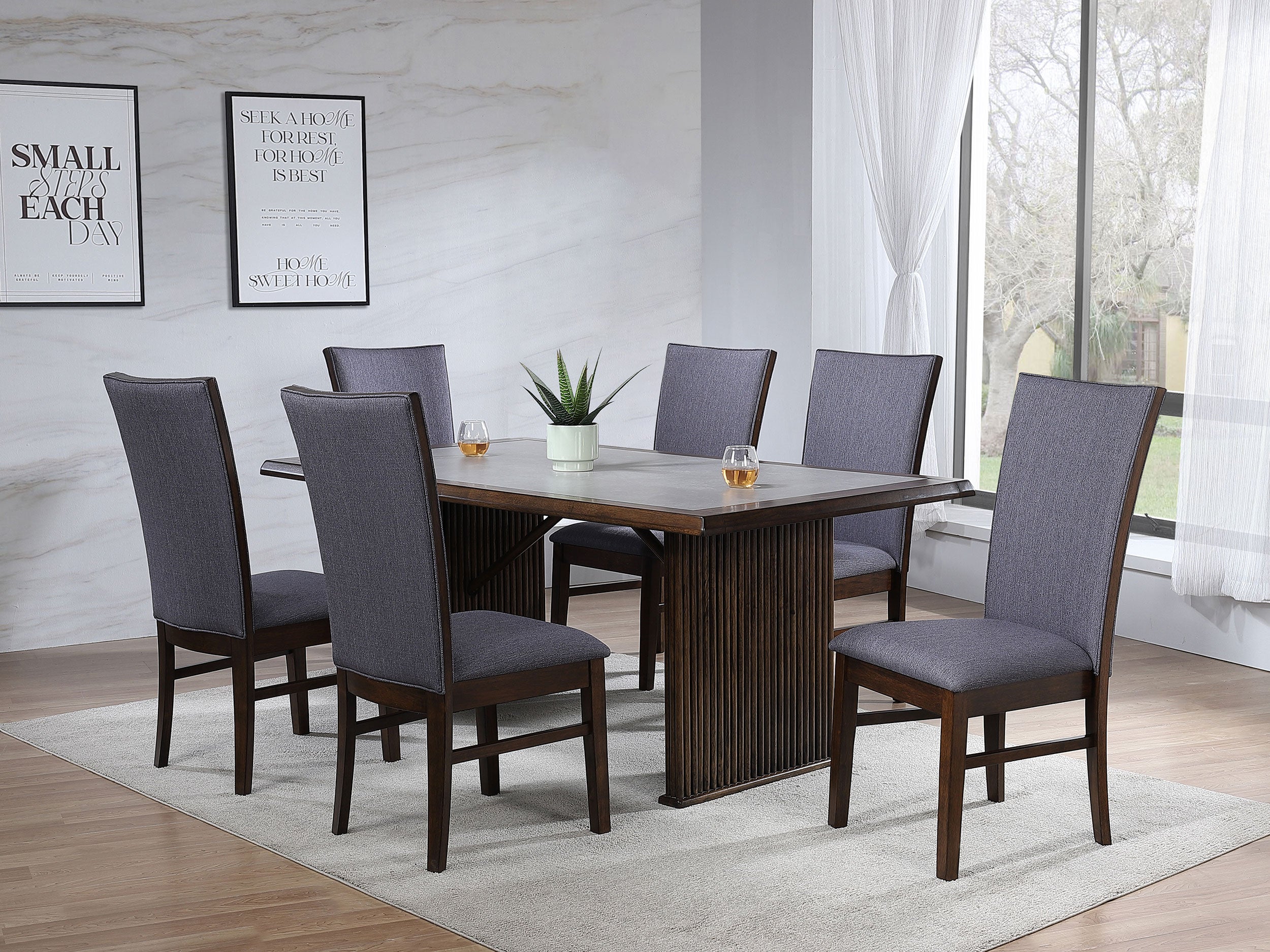 Tampa Furniture Outlet - Coaster - Sherwood 7-piece Rectangular Dining Table Set Brown - 193591-S7
