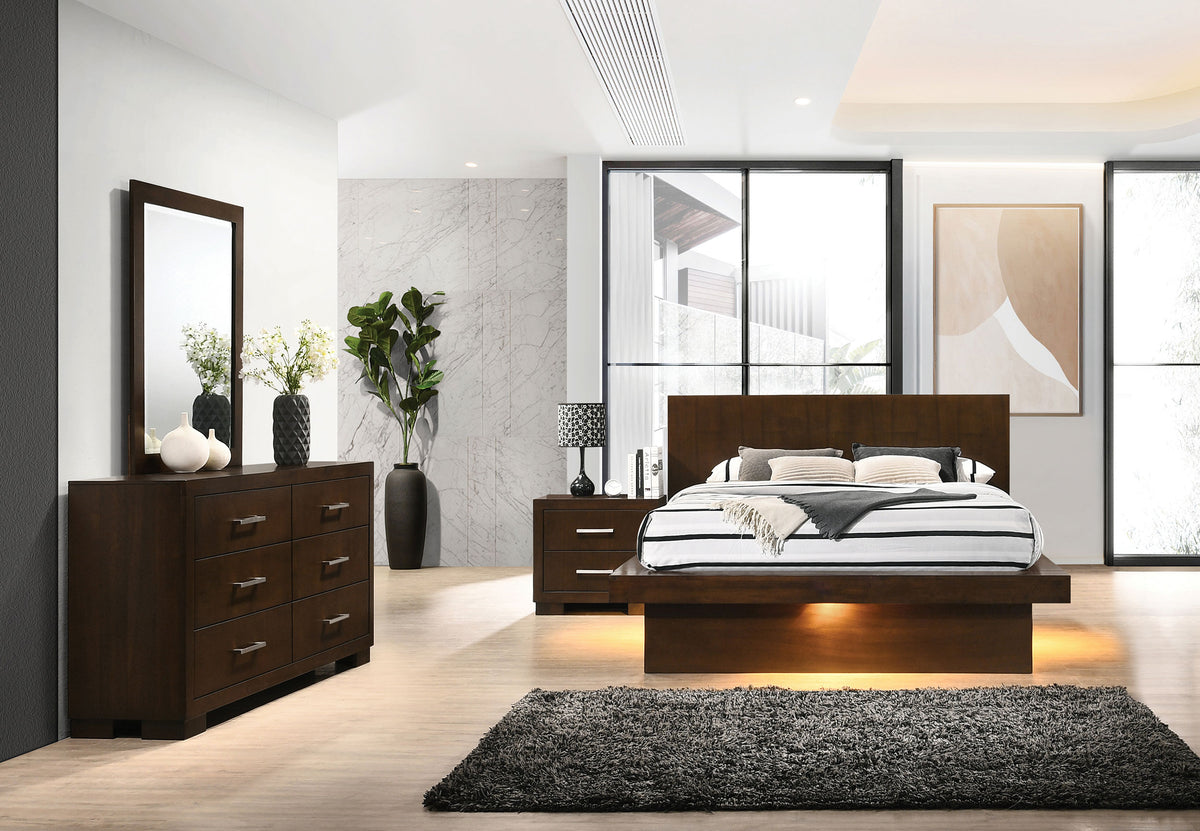 Tampa Furniture Outlet - Coaster - Jessica 4-piece Queen LED Bedroom Set Cappuccino - 200711Q-S4