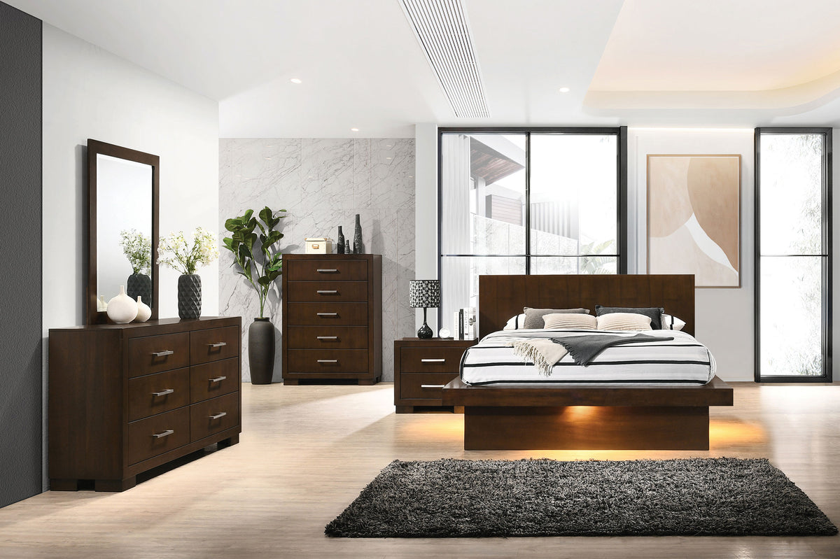Tampa Furniture Outlet - Coaster - Jessica 5-piece Queen LED Bedroom Set Cappuccino - 200711Q-S5