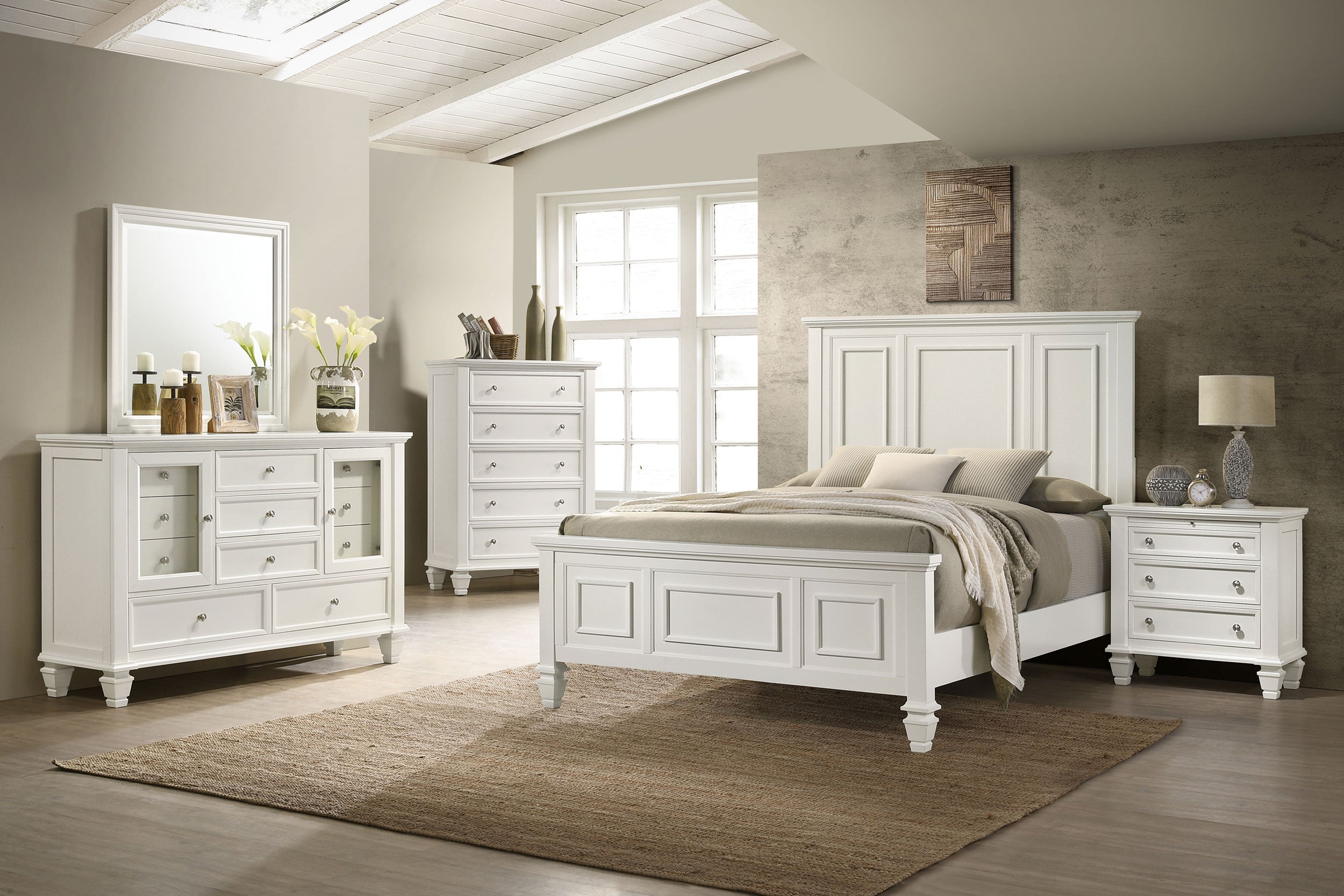 Tampa Furniture Outlet - Coaster - Sandy Beach 5-piece Queen Bedroom Set Cream White - 201301Q-S5