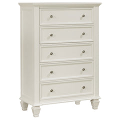 Tampa Furniture Outlet - Coaster - Sandy Beach 5-drawer Bedroom Chest Cream White - 201305