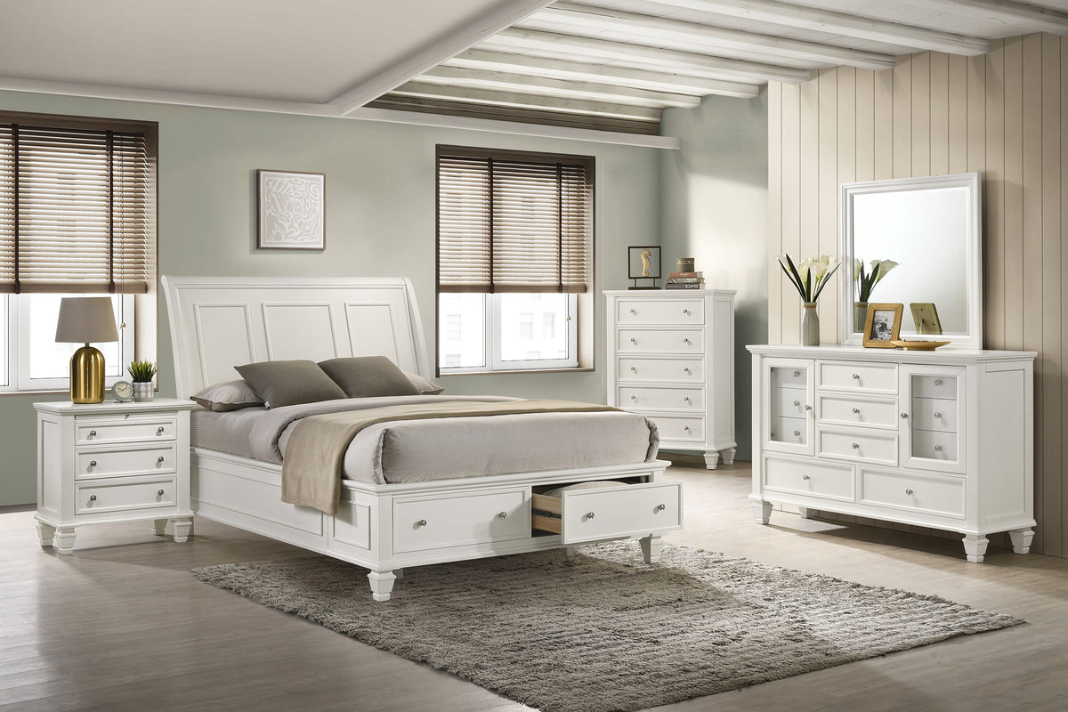 Tampa Furniture Outlet - Coaster - Sandy Beach 5-piece Eastern King Bedroom Set Cream White - 201309KE-S5