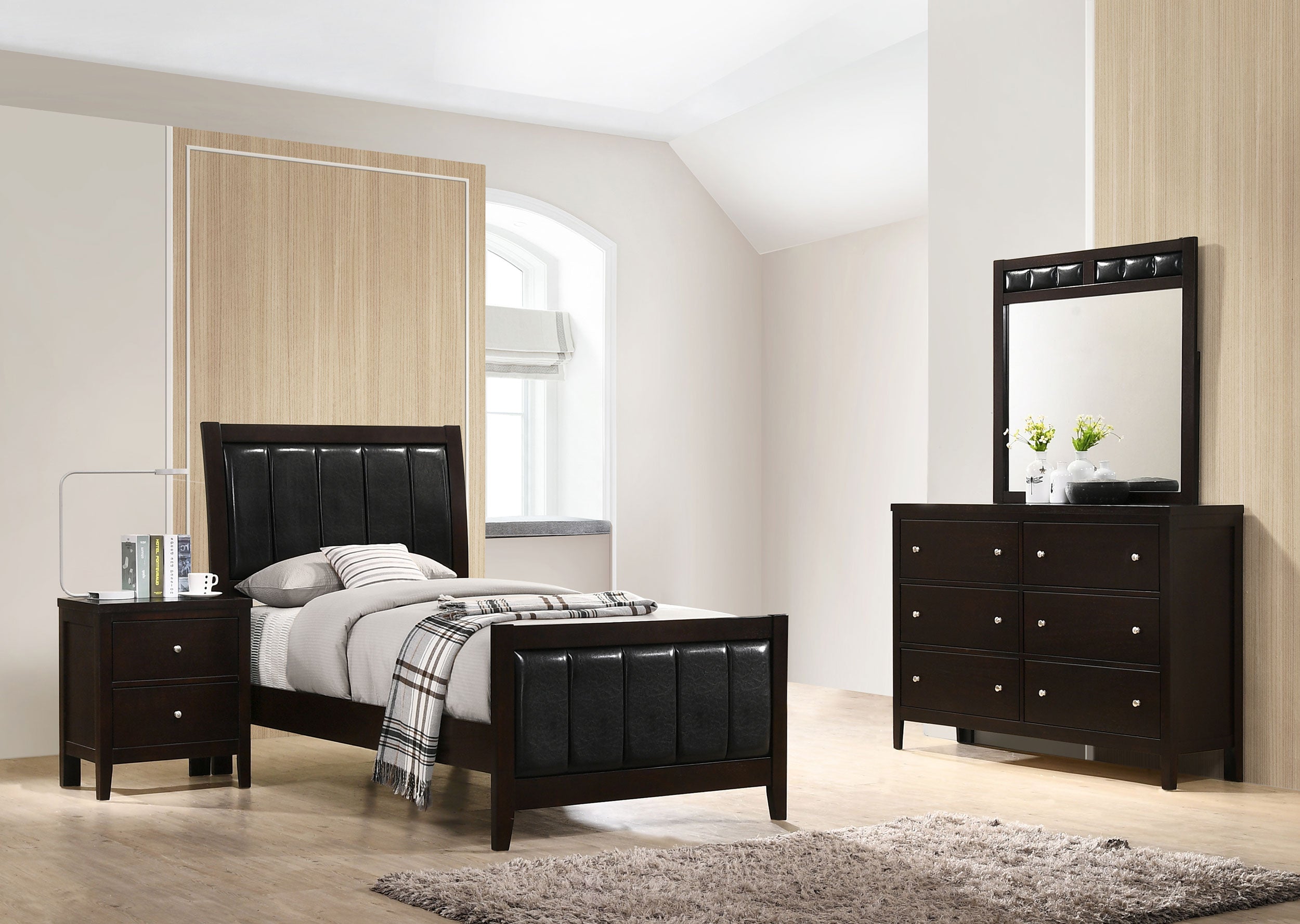 Tampa Furniture Outlet - Coaster - Carlton 4-piece Twin Bedroom Set Cappuccino - 202091T-S4