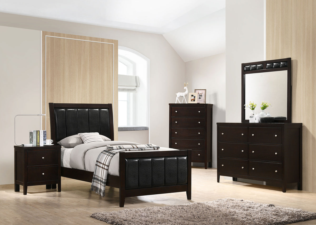 Tampa Furniture Outlet - Coaster - Carlton 5-piece Twin Bedroom Set Cappuccino - 202091T-S5