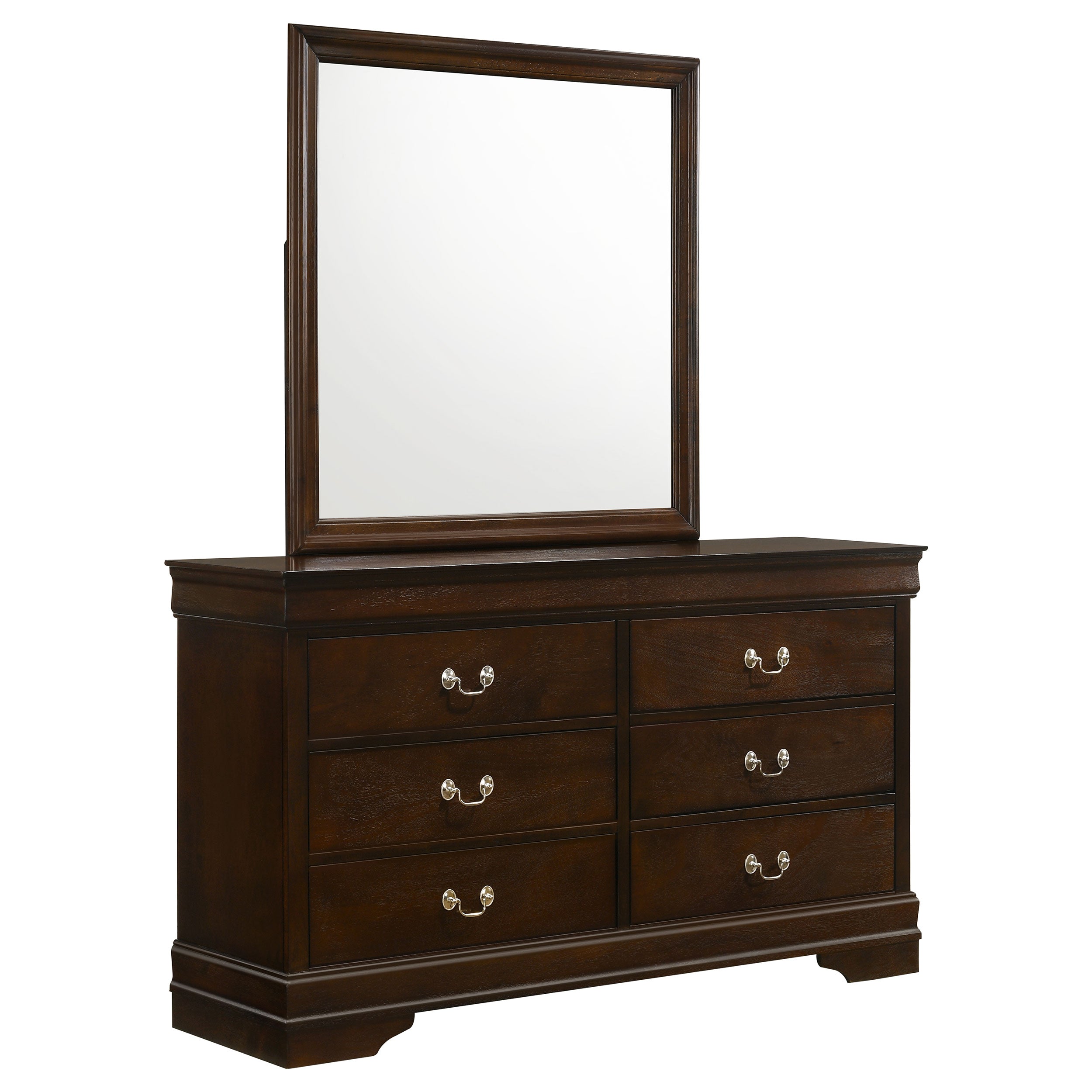 Tampa Furniture Outlet - Coaster - Louis Philippe 6-drawer Dresser with Mirror Cappuccino - 202413M