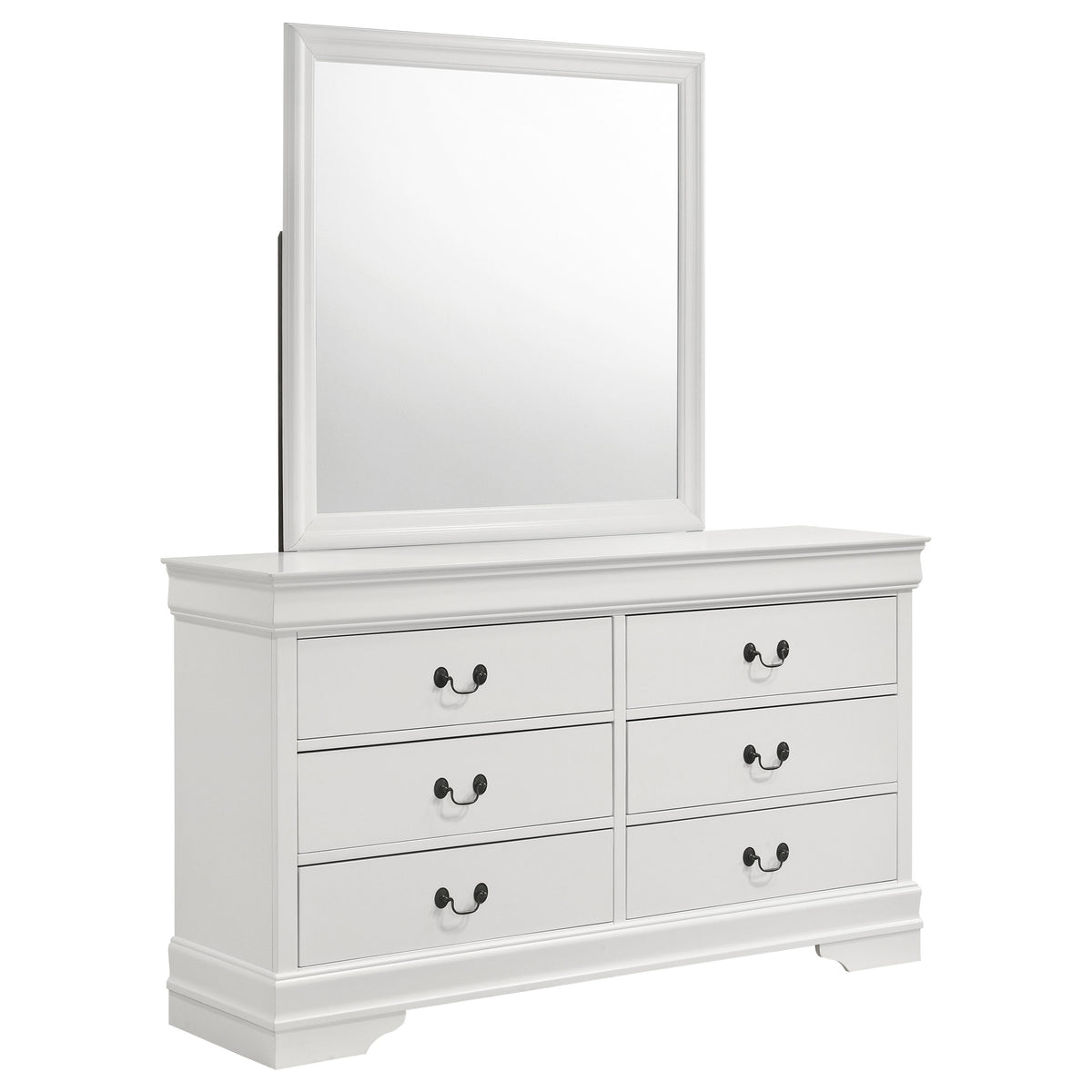 Tampa Furniture Outlet - Coaster - Louis Philippe 6-drawer Dresser and Mirror White - 202443M
