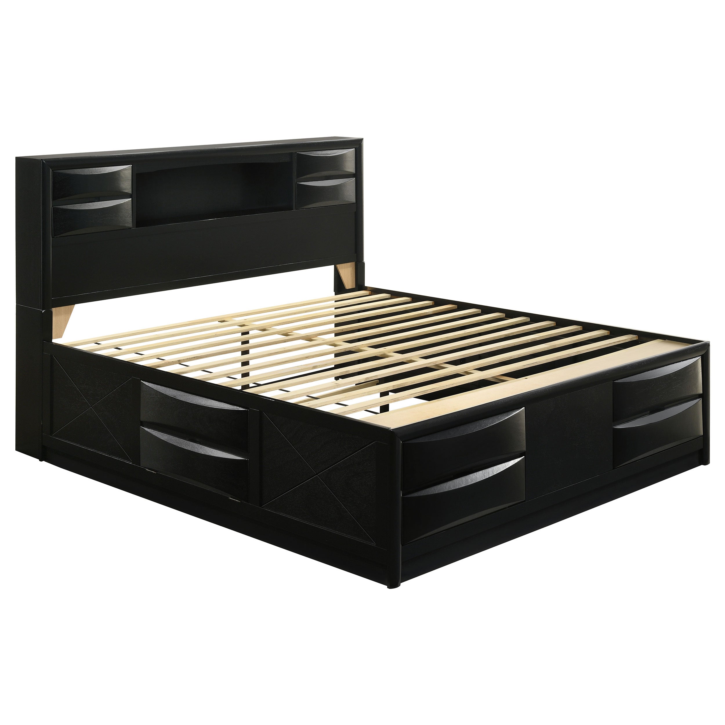 Tampa Furniture Outlet - Coaster - Briana Wood Eastern King Storage Bookcase Bed Black - 202701KE