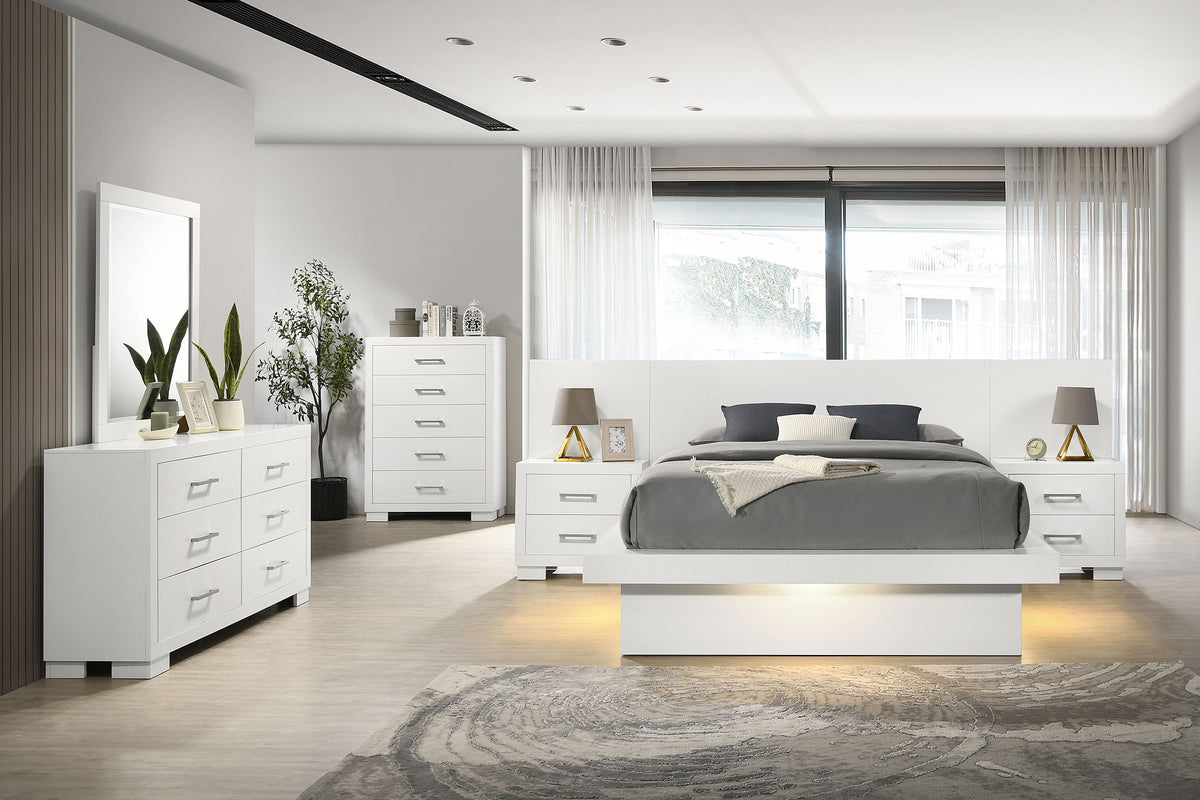 Tampa Furniture Outlet - Coaster - Jessica 6-piece Eastern King LED Bedroom Set Snow White - 202990KE-S6P