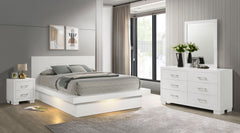 Tampa Furniture Outlet - Coaster - Jessica 4-piece Queen LED Bedroom Set Snow White - 202990Q-S4