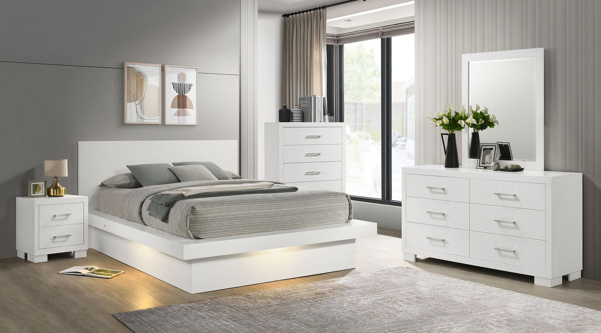 Tampa Furniture Outlet - Coaster - Jessica 5-piece Queen LED Bedroom Set Snow White - 202990Q-S5