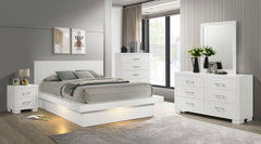 Tampa Furniture Outlet - Coaster - Jessica 5-piece Queen LED Bedroom Set Snow White - 202990Q-S5