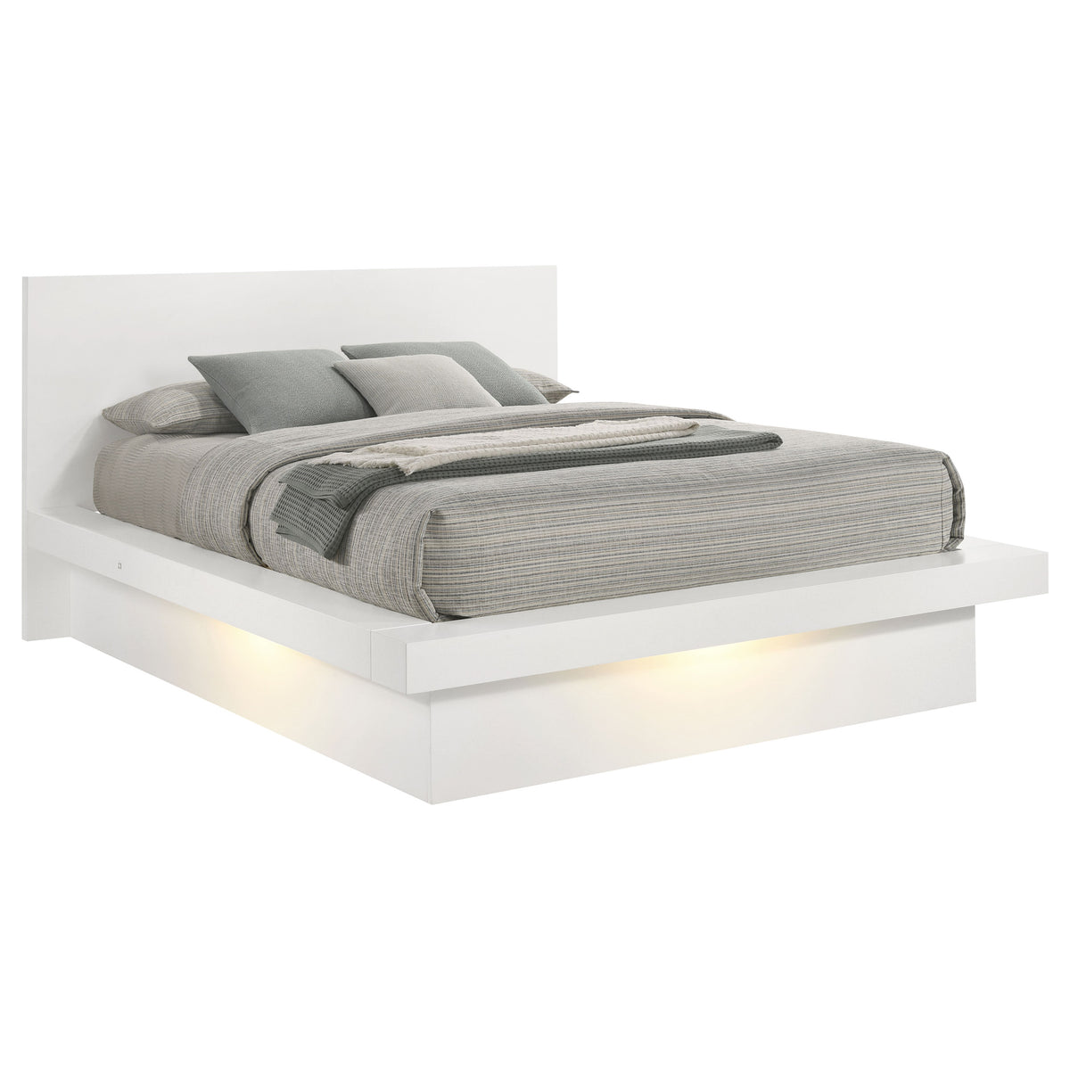 Tampa Furniture Outlet - Coaster - Jessica Wood Queen LED Panel Bed Snow White - 202990Q