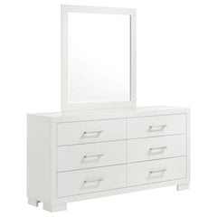 Tampa Furniture Outlet - Coaster - Jessica 6-drawer Dresser with Mirror Snow White - 202993M