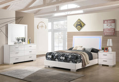 Tampa Furniture Outlet - Coaster - Felicity 4-piece Full Bedroom Set White High Gloss - 203500F-S4