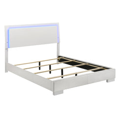 Tampa Furniture Outlet - Coaster - Felicity Wood Queen LED Panel Bed White High Gloss - 203500Q