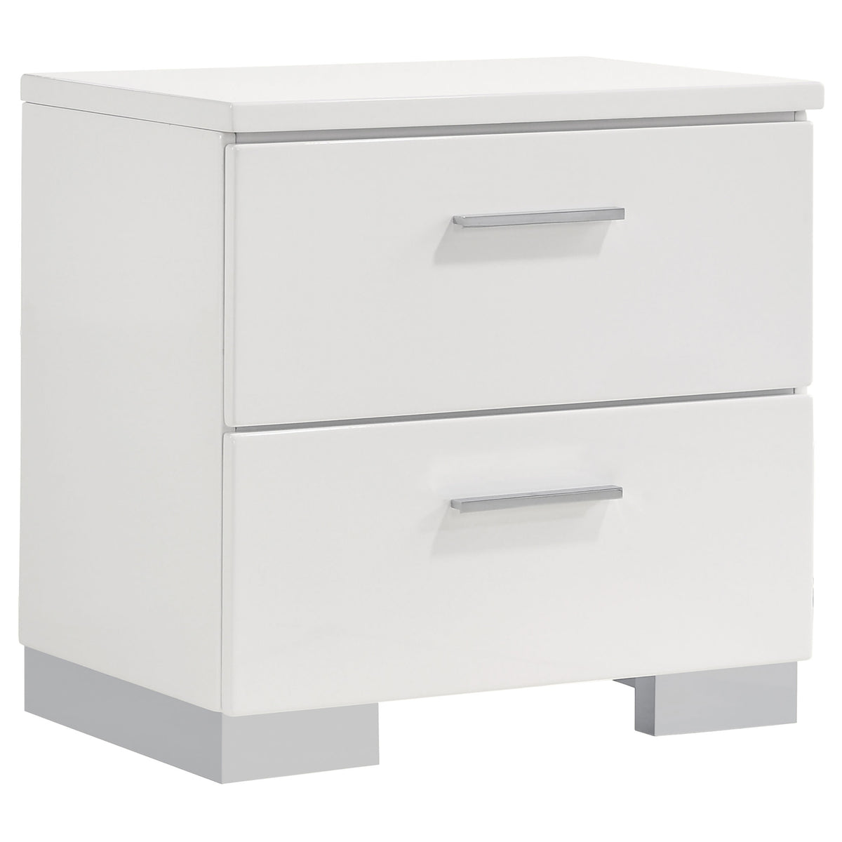 Tampa Furniture Outlet - Coaster - Felicity 2-drawer Nightstand White High Gloss - 203502