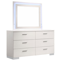 Tampa Furniture Outlet - Coaster - Felicity 6-drawer Dresser with LED Mirror White High Gloss - 203503ML