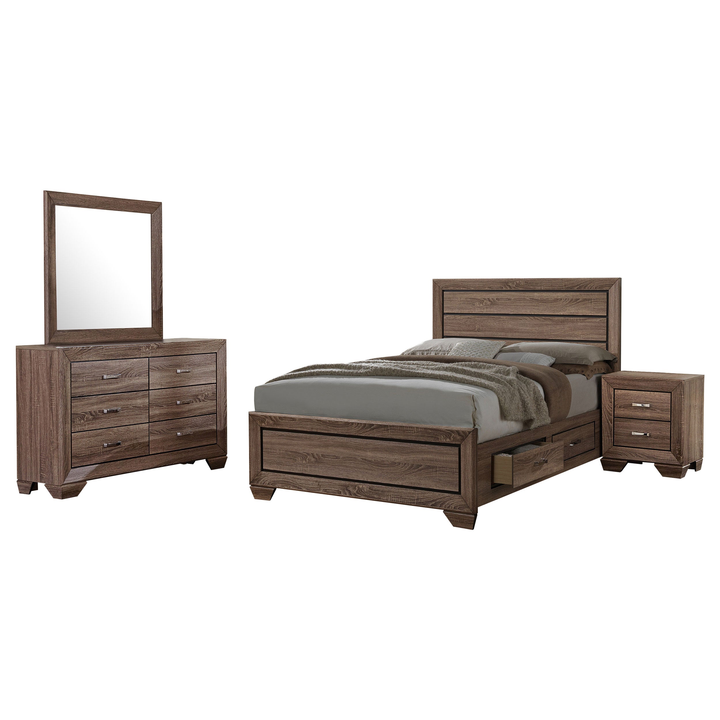 Tampa Furniture Outlet - Coaster - Kauffman 4-piece Queen Bedroom Set Washed Taupe - 204190Q-S4
