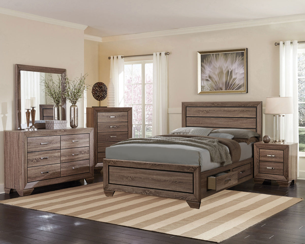 Tampa Furniture Outlet - Coaster - Kauffman 5-piece Queen Bedroom Set Washed Taupe - 204190Q-S5