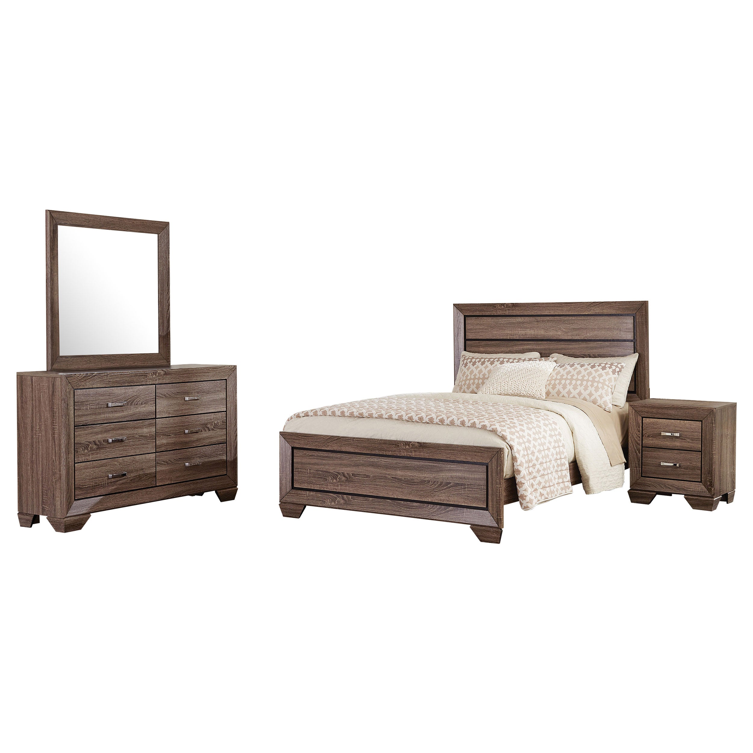 Tampa Furniture Outlet - Coaster - Kauffman 4-piece California King Bedroom Set Washed Taupe - 204191KW-S4