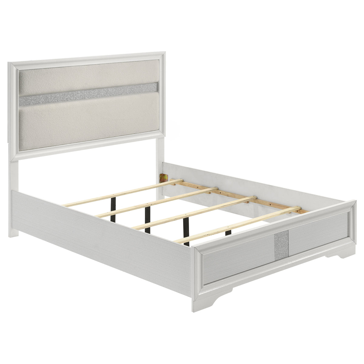 Tampa Furniture Outlet - Coaster - Miranda 54-inch Upholstered Queen Panel Bed White - 205110Q