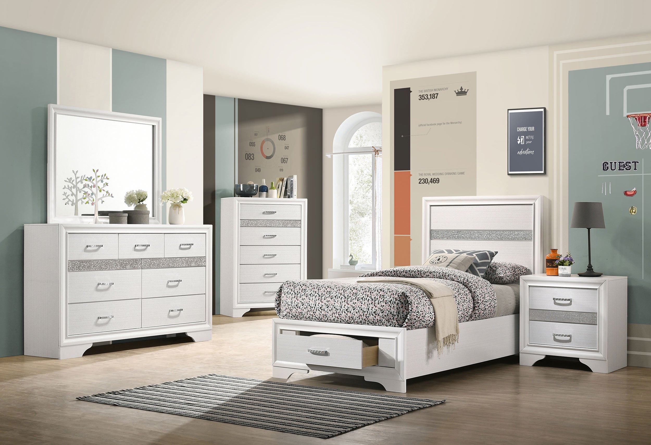 Tampa Furniture Outlet - Coaster - Miranda 5-piece Twin Bedroom Set White - 205111T-S5