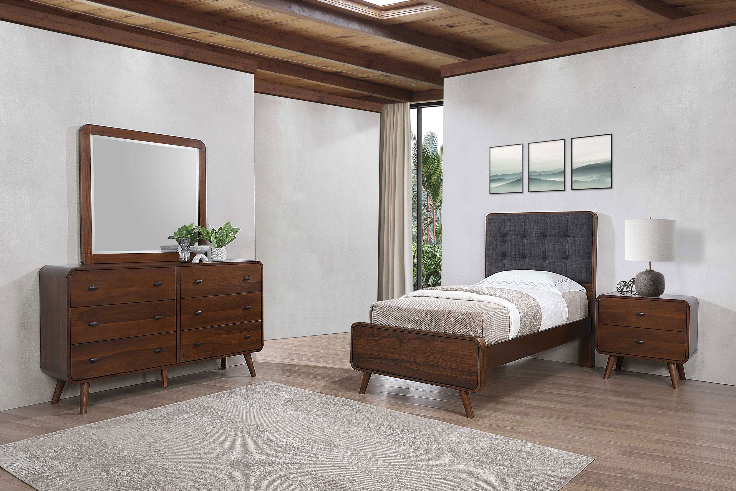 Tampa Furniture Outlet - Coaster - Robyn 4-piece Twin Bedroom Set Dark Walnut - 205131T-S4