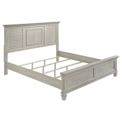 Tampa Furniture Outlet - Coaster - Franco Wood Eastern King Panel Bed Distressed White - 205331KE