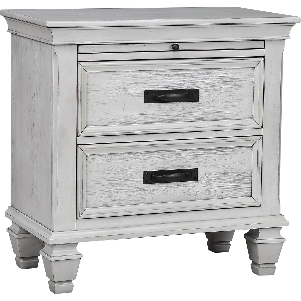 Tampa Furniture Outlet - Coaster - Franco 2-drawer Nightstand Distressed White - 205332
