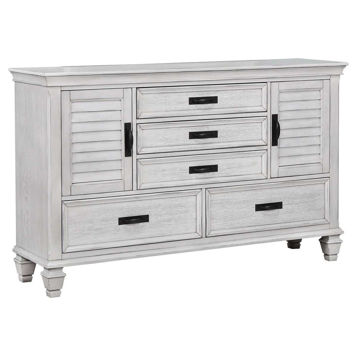 Tampa Furniture Outlet - Coaster - Franco 5-drawer Dresser Distressed White - 205333