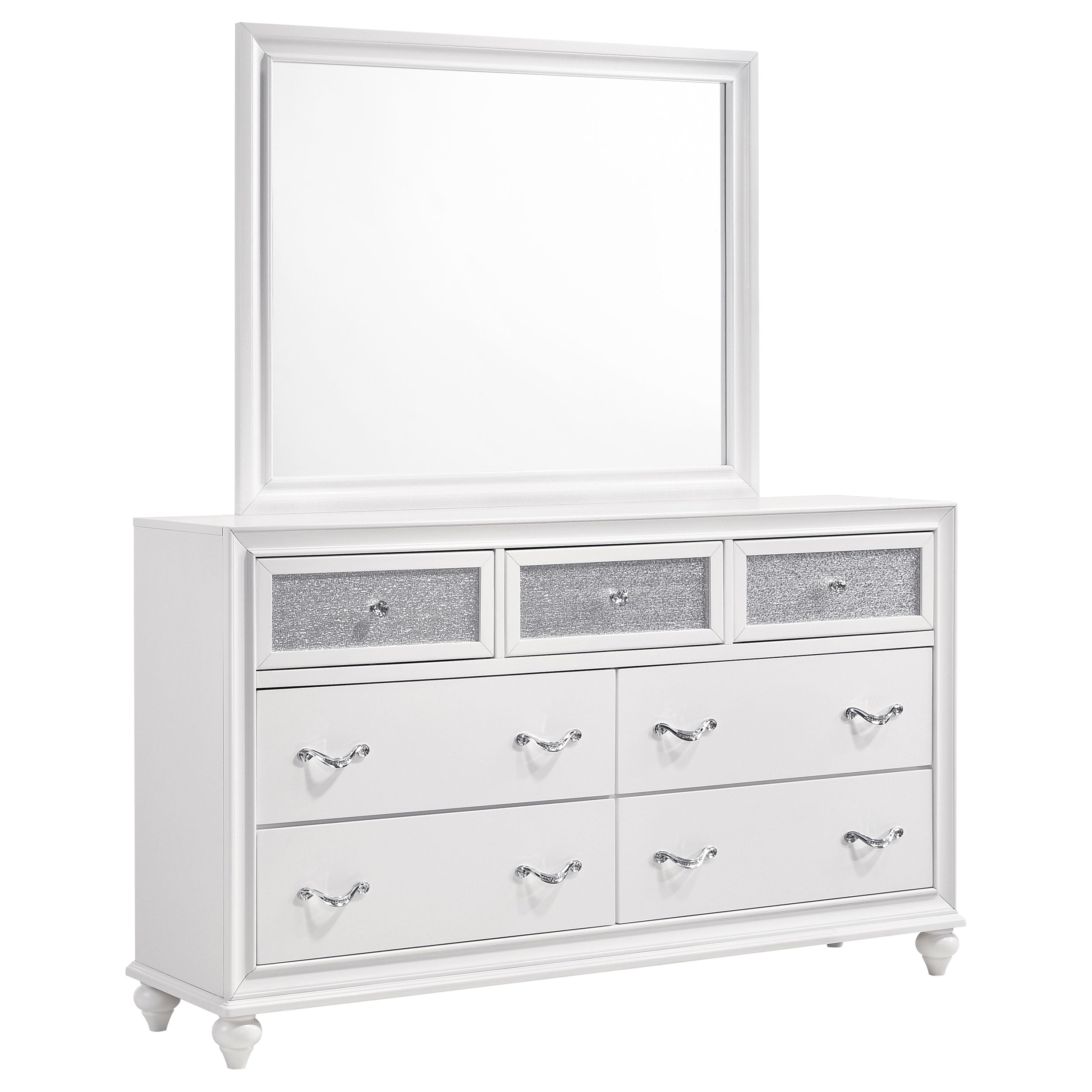 Tampa Furniture Outlet - Coaster - Barzini 7-drawer Dresser with Mirror White - 205893M