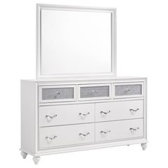 Tampa Furniture Outlet - Coaster - Barzini 7-drawer Dresser with Mirror White - 205893M