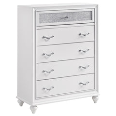 Tampa Furniture Outlet - Coaster - Barzini 5-drawer Bedroom Chest White - 205895
