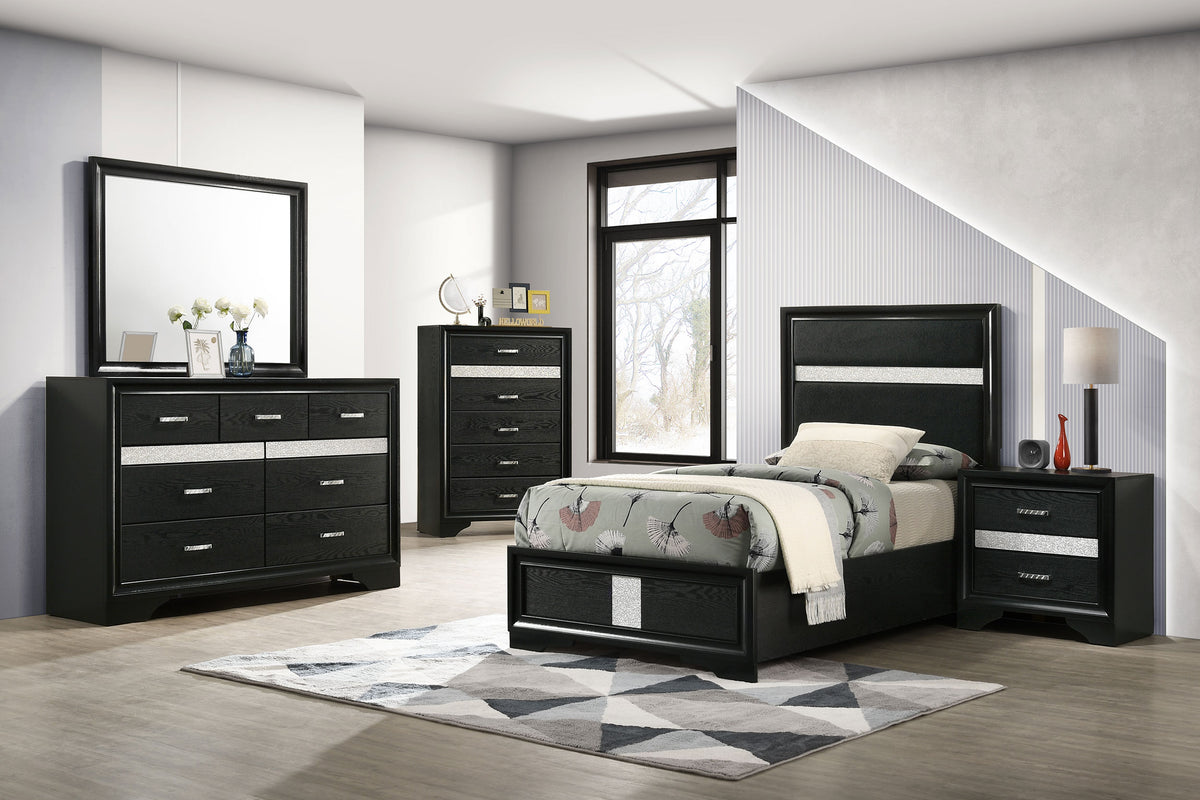 Tampa Furniture Outlet - Coaster - Miranda 5-piece Twin Bedroom Set Black - 206360T-S5