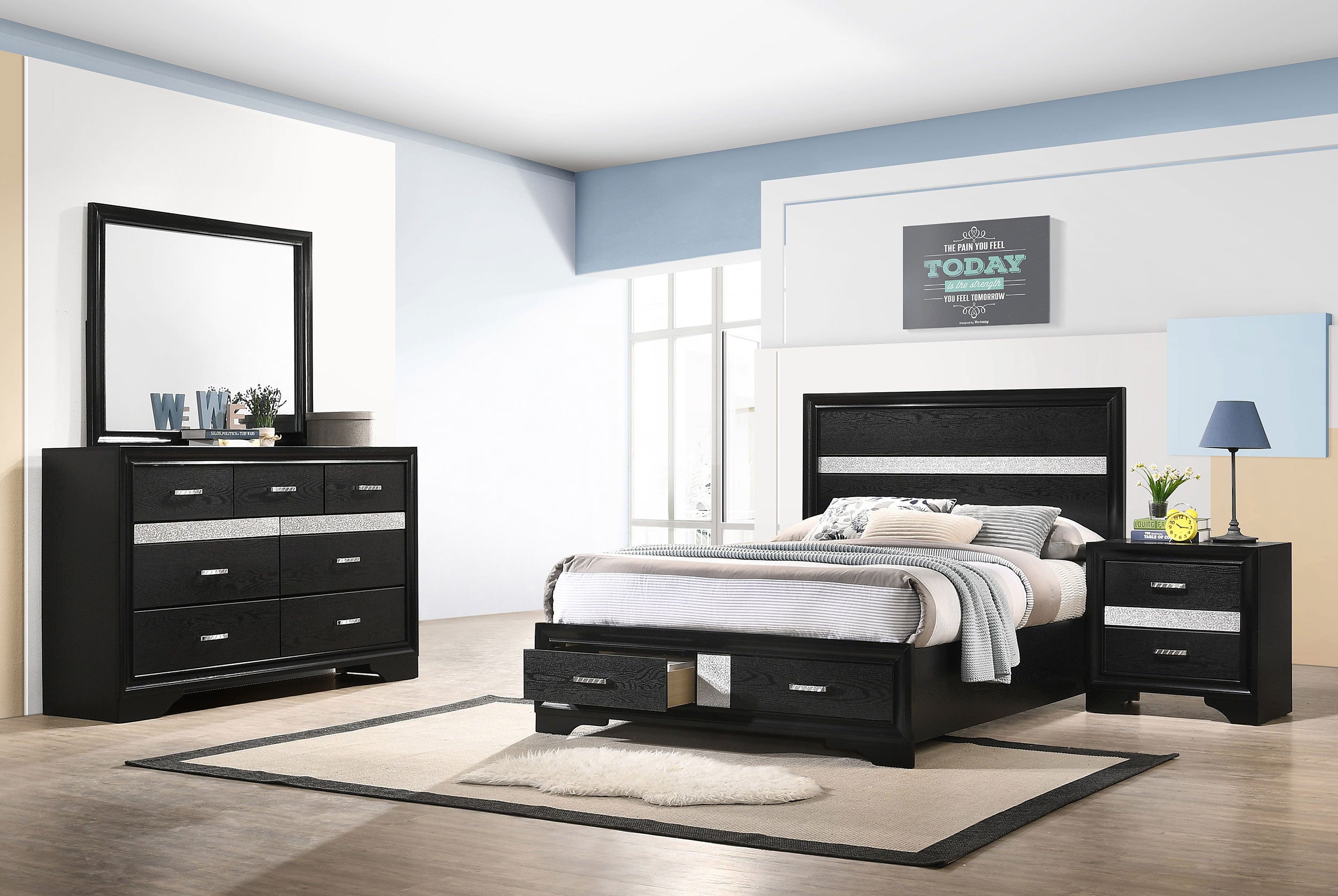 Tampa Furniture Outlet - Coaster - Miranda 4-piece Full Bedroom Set Black - 206361F-S4
