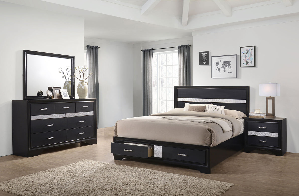 Tampa Furniture Outlet - Coaster - Miranda 4-piece Eastern King Bedroom Set Black - 206361KE-S4