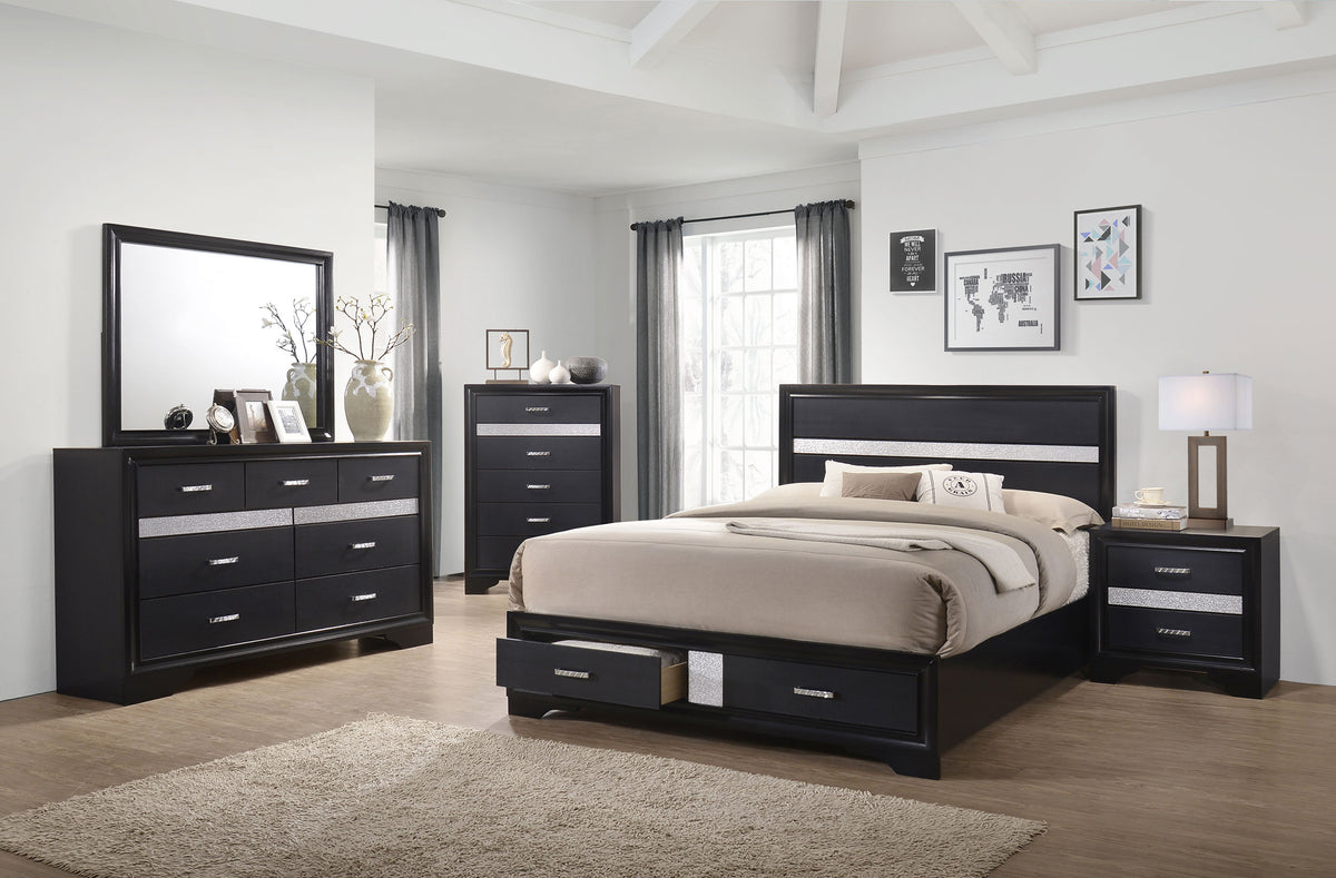 Tampa Furniture Outlet - Coaster - Miranda 4-piece California King Bedroom Set Black - 206361KW-S4