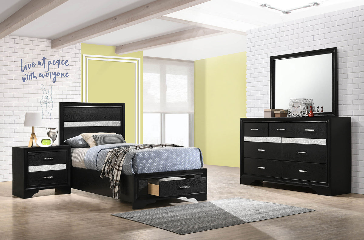 Tampa Furniture Outlet - Coaster - Miranda 4-piece Twin Bedroom Set Black - 206361T-S4