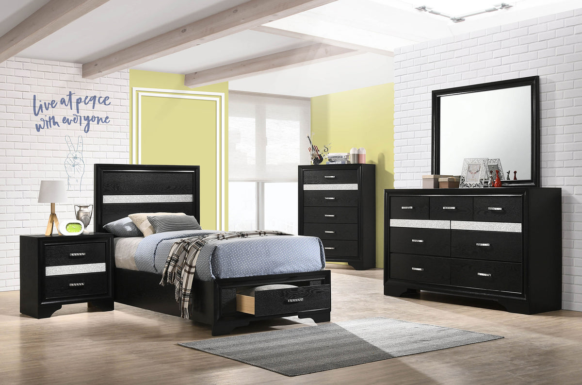Tampa Furniture Outlet - Coaster - Miranda 5-piece Twin Bedroom Set Black - 206361T-S5