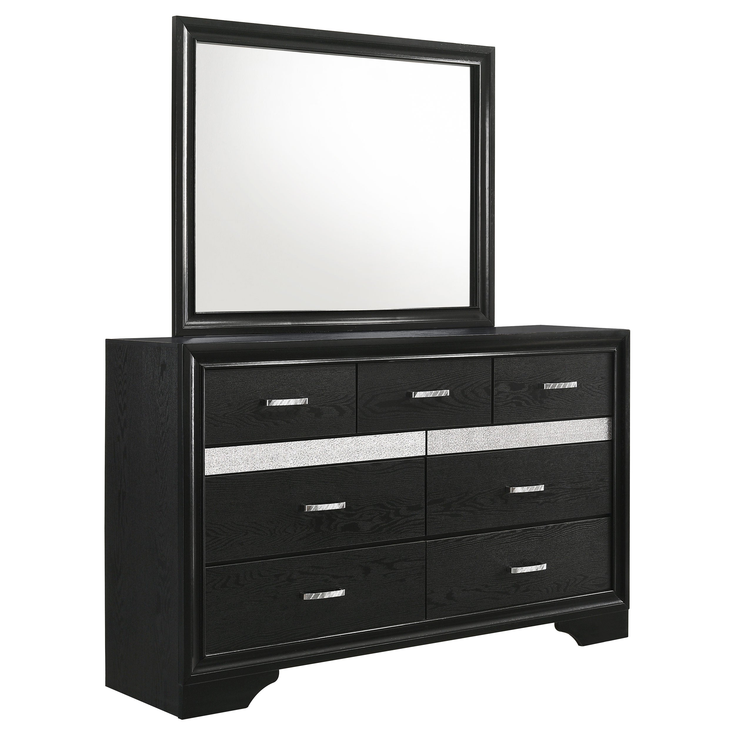 Tampa Furniture Outlet - Coaster - Miranda 7-drawer Dresser with Mirror Black - 206363M