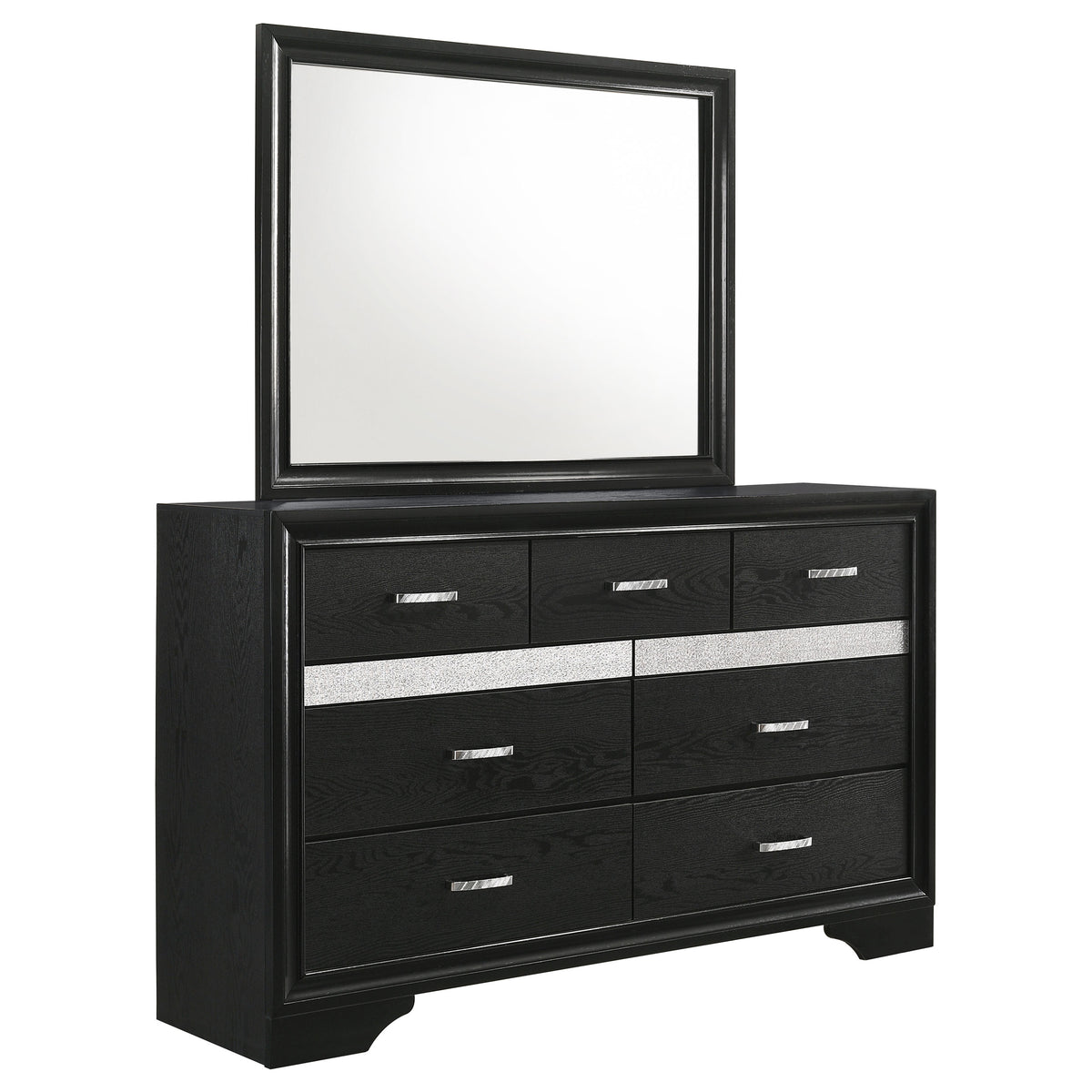 Tampa Furniture Outlet - Coaster - Miranda 7-drawer Dresser with Mirror Black - 206363M
