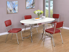 Tampa Furniture Outlet - Coaster - Retro 5-piece Oval Dining Table Set White and Red - 2065-S5R