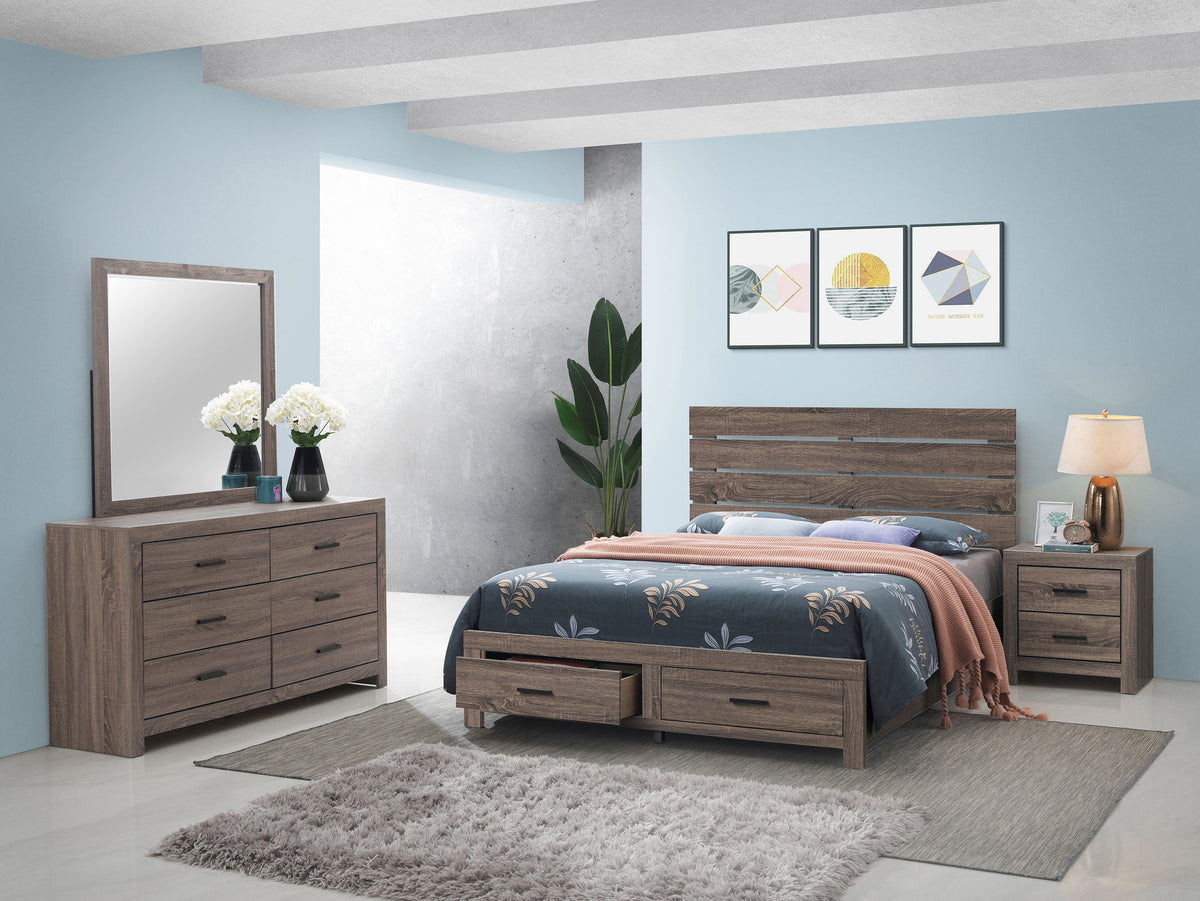 Tampa Furniture Outlet - Coaster - Brantford 4-piece Eastern King Bedroom Set Barrel Oak - 207040KE-S4
