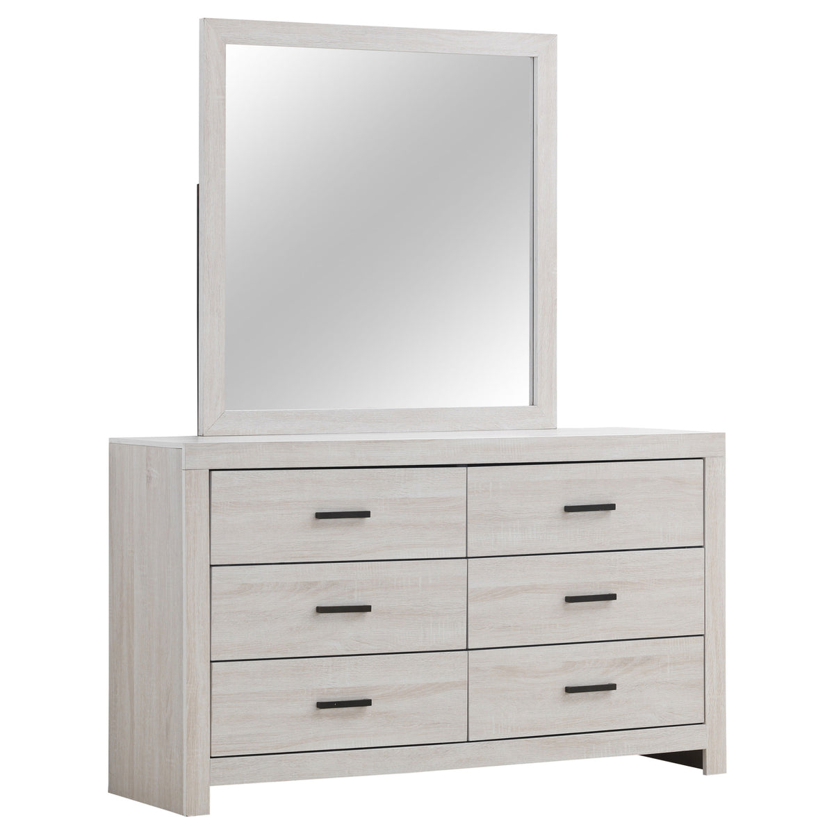 Tampa Furniture Outlet - Coaster - Brantford 6-drawer Dresser with Mirror Coastal White - 207053M